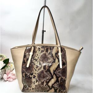 Charming Charlie Snakeskin Print Tote Bag Tan XLarge
